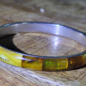 Handcrafted Baltic Amber Bangle Bracelet with Natural Inclusion--Eocene Lithuania