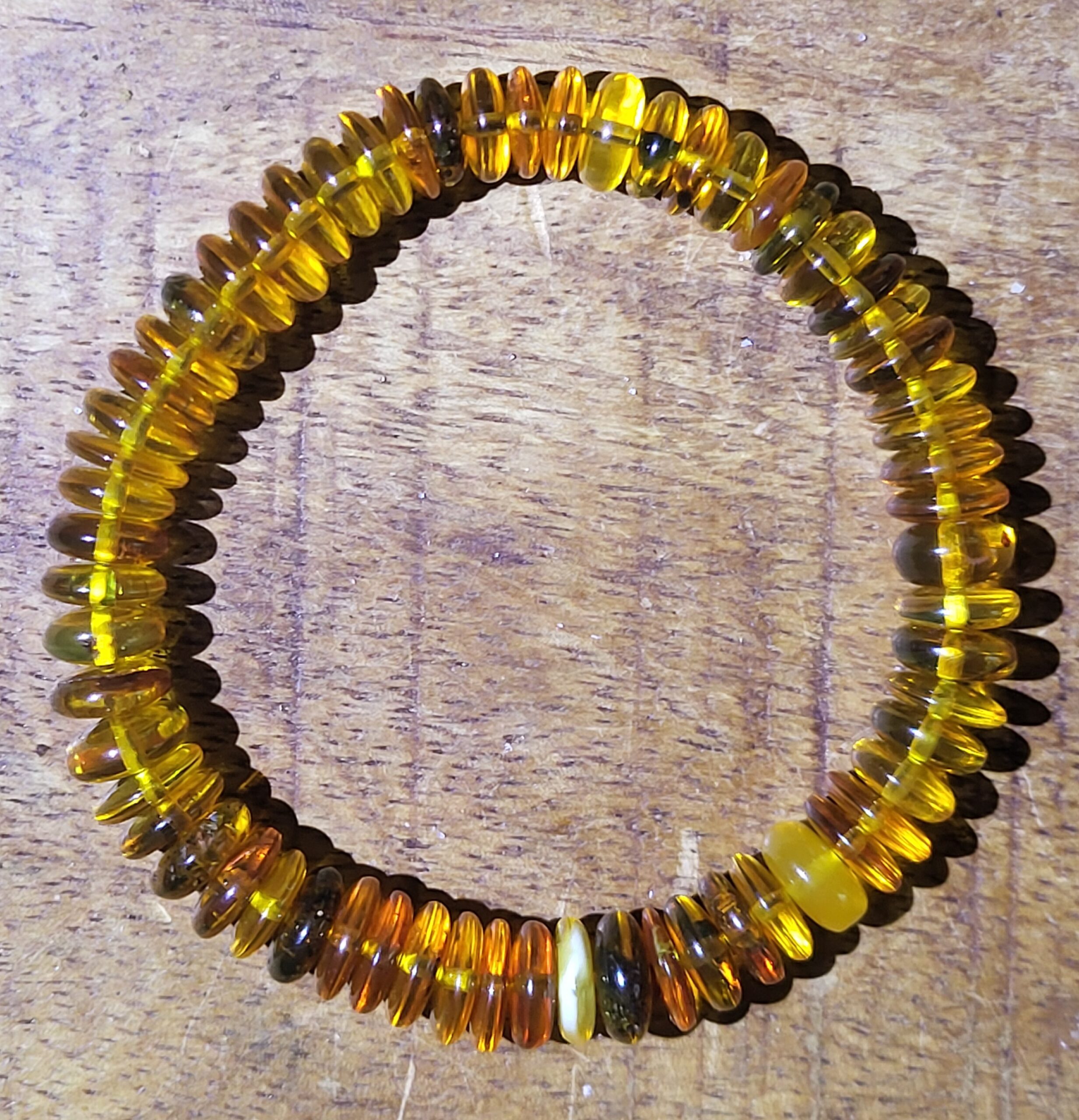 Honey Golden Baltic Amber Bracelet--Lithuania Eocene Fossils - Image 2