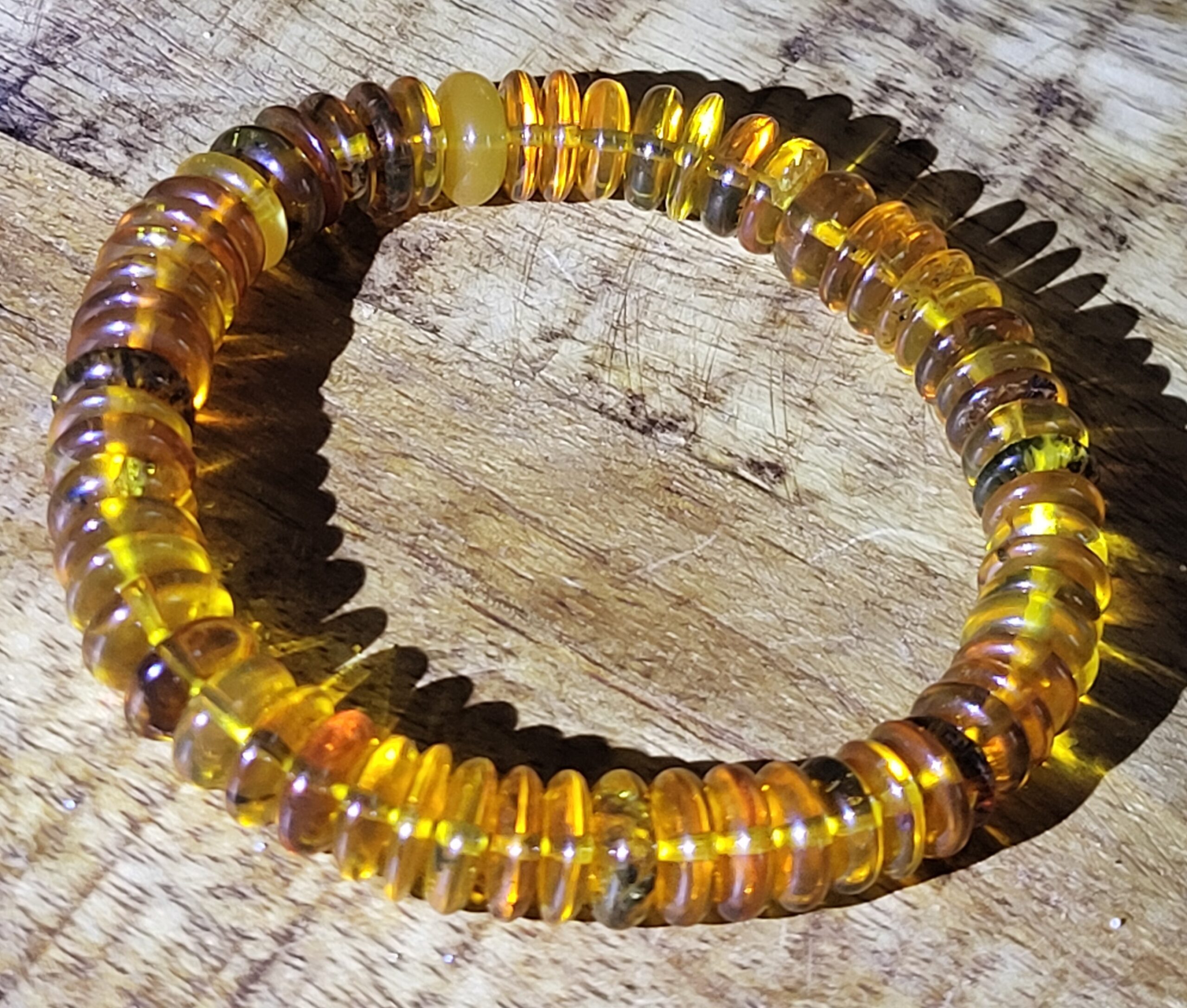 Honey Golden Baltic Amber Bracelet--Lithuania Eocene Fossils
