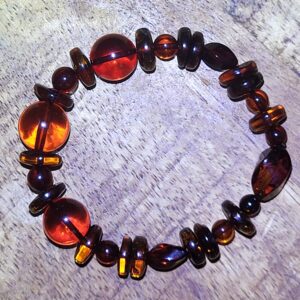 Reddish Baltic Amber Beaded Bracelet--Lithuanian Hand-Crafted Eocene
